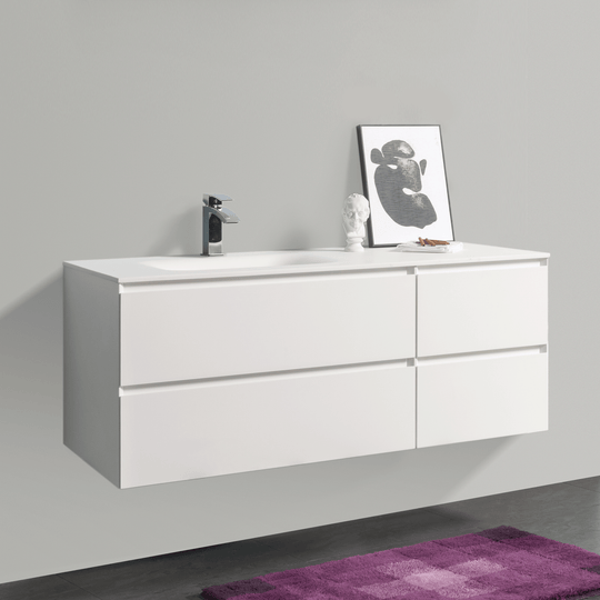 BAI 0824 Wall Hung 52-inch Bathroom Vanity in Matte White Finish