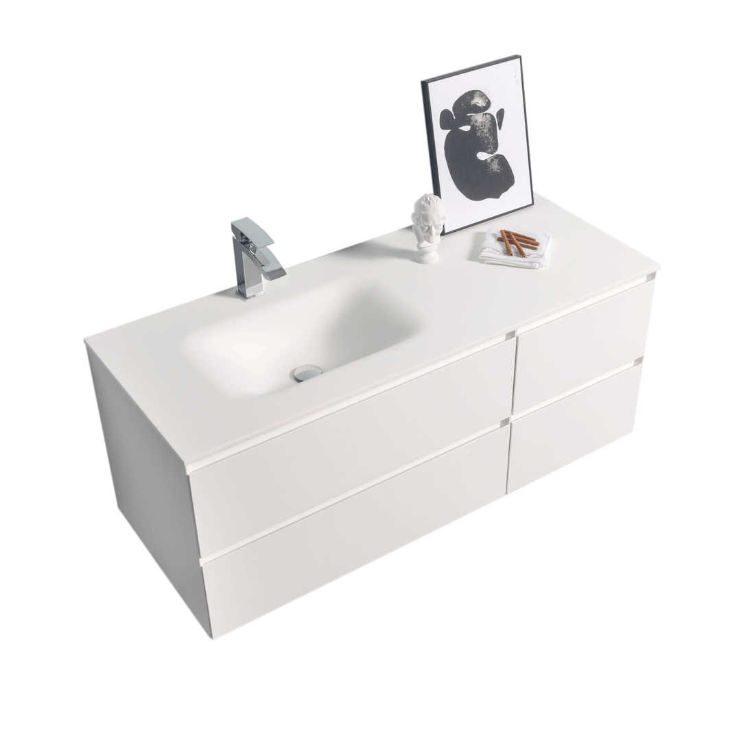 BAI 0824 Wall Hung 52-inch Bathroom Vanity in Matte White Finish