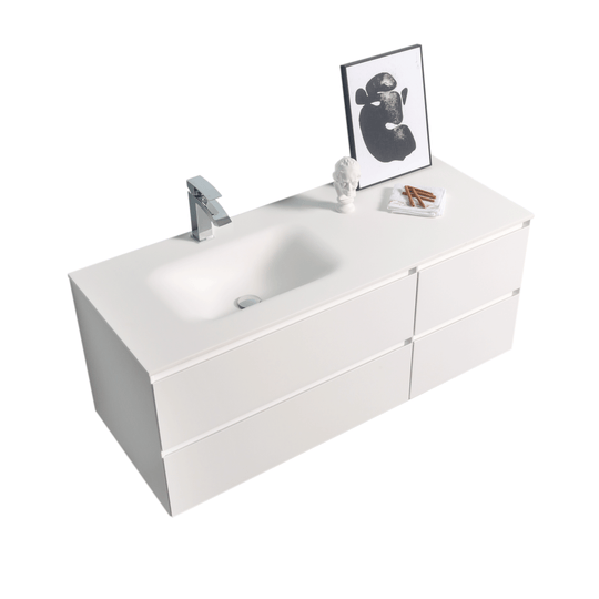 BAI 0824 Wall Hung 52-inch Bathroom Vanity in Matte White Finish