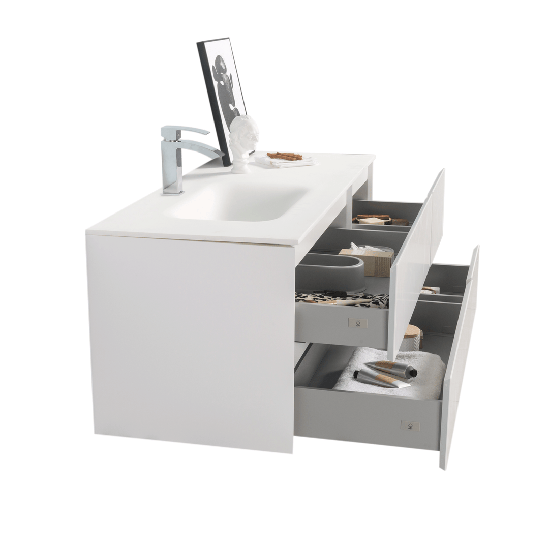 BAI 0824 Wall Hung 52-inch Bathroom Vanity in Matte White Finish