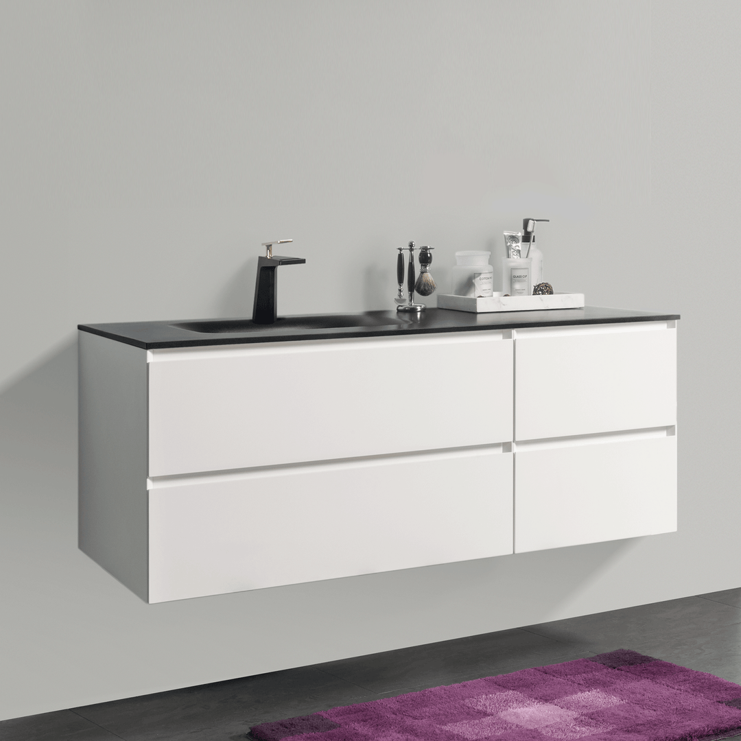BAI 0825 Wall Hung 52-inch Bathroom Vanity in Matte White Finish