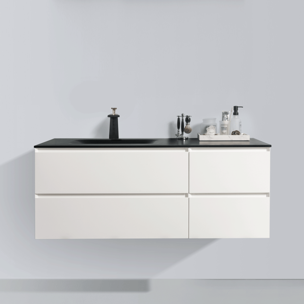 BAI 0825 Wall Hung 52-inch Bathroom Vanity in Matte White Finish
