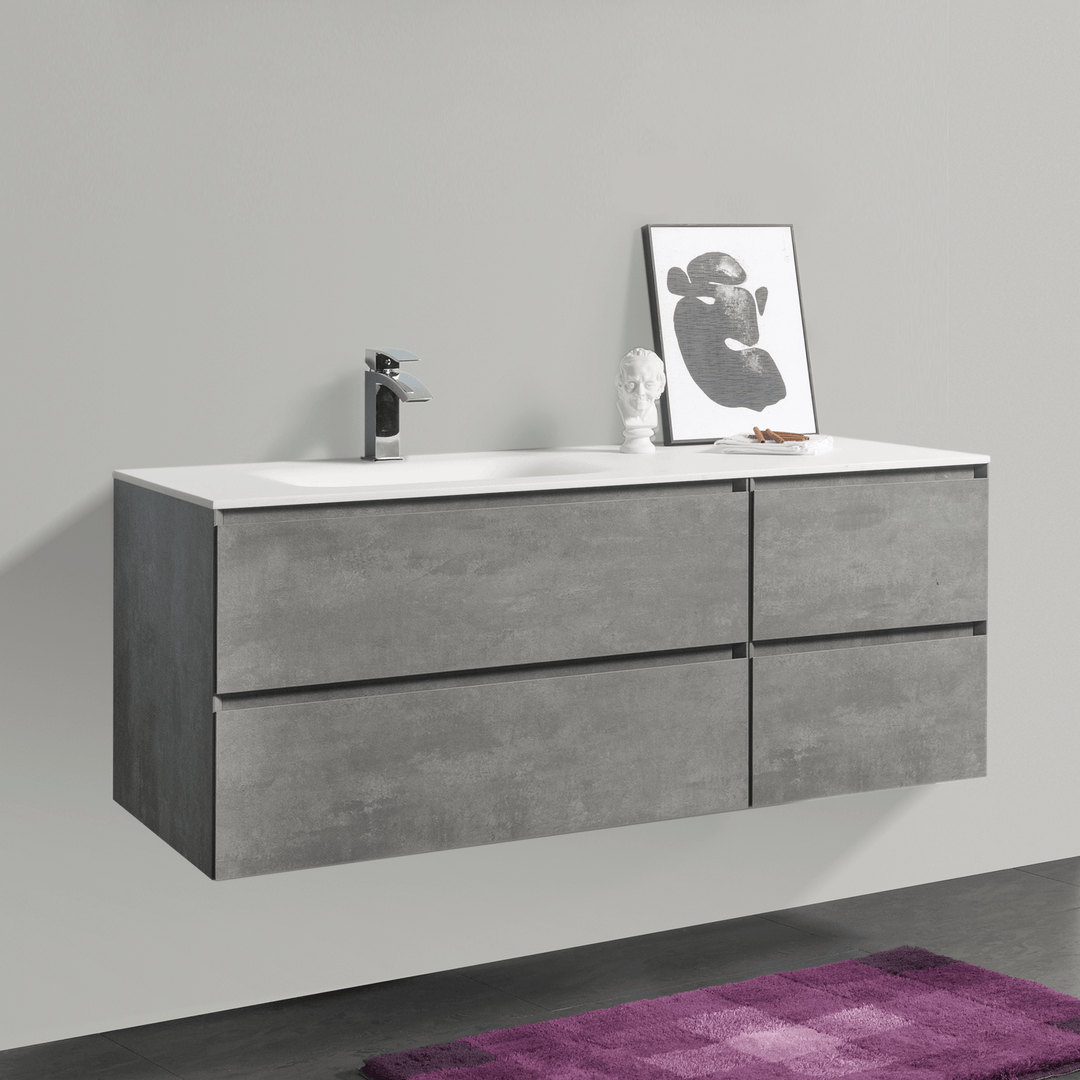 BAI 0826 Wall Hung 52-inch Bathroom Vanity in Stone Gray Finish