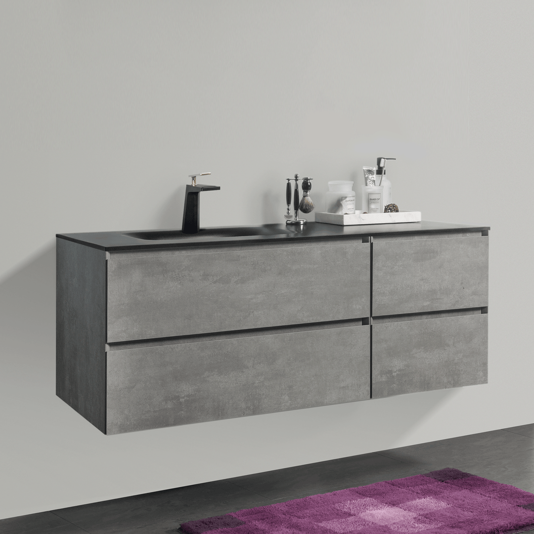 BAI 0827 Wall Hung 52-inch Bathroom Vanity in Stone Gray Finish