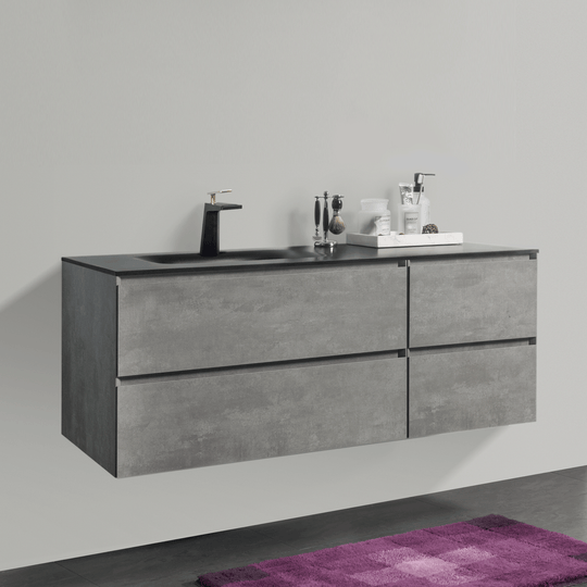 BAI 0827 Wall Hung 52-inch Bathroom Vanity in Stone Gray Finish