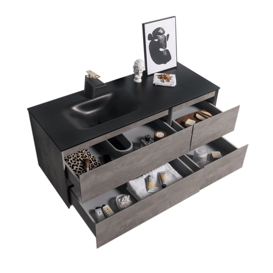 BAI 0827 Wall Hung 52-inch Bathroom Vanity in Stone Gray Finish