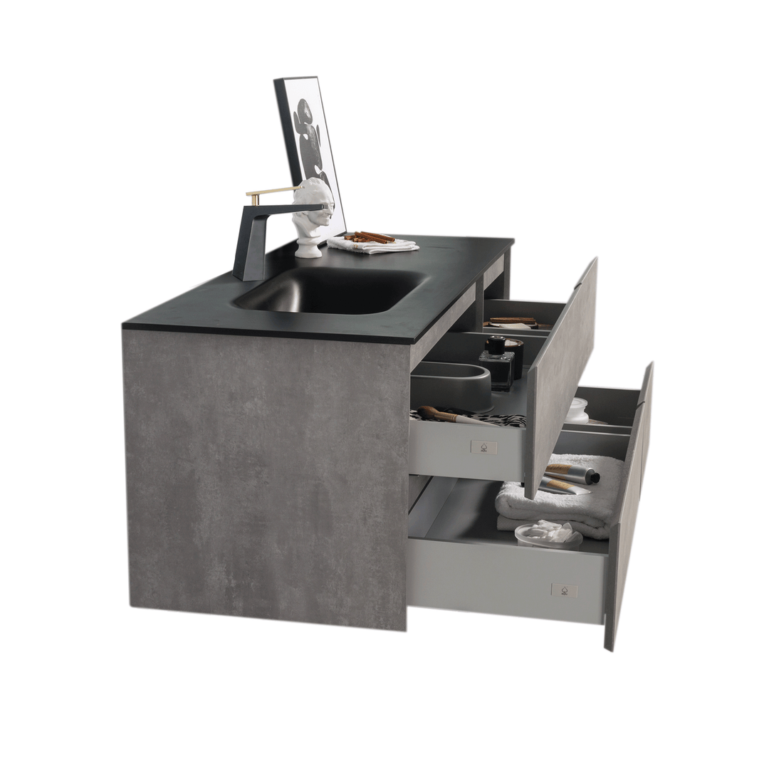 BAI 0827 Wall Hung 52-inch Bathroom Vanity in Stone Gray Finish