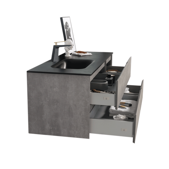 BAI 0827 Wall Hung 52-inch Bathroom Vanity in Stone Gray Finish