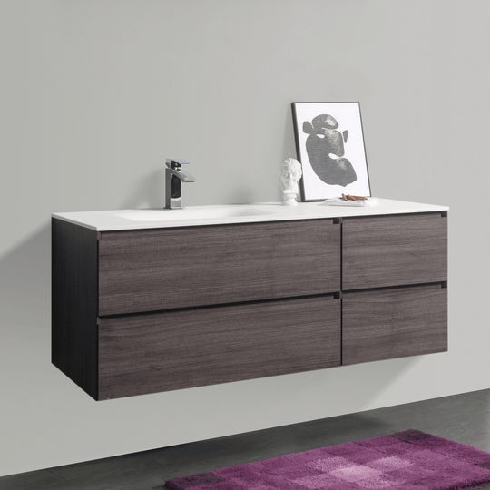 BAI 0828 Wall Hung 52-inch Bathroom Vanity in Graphite Wood Finish