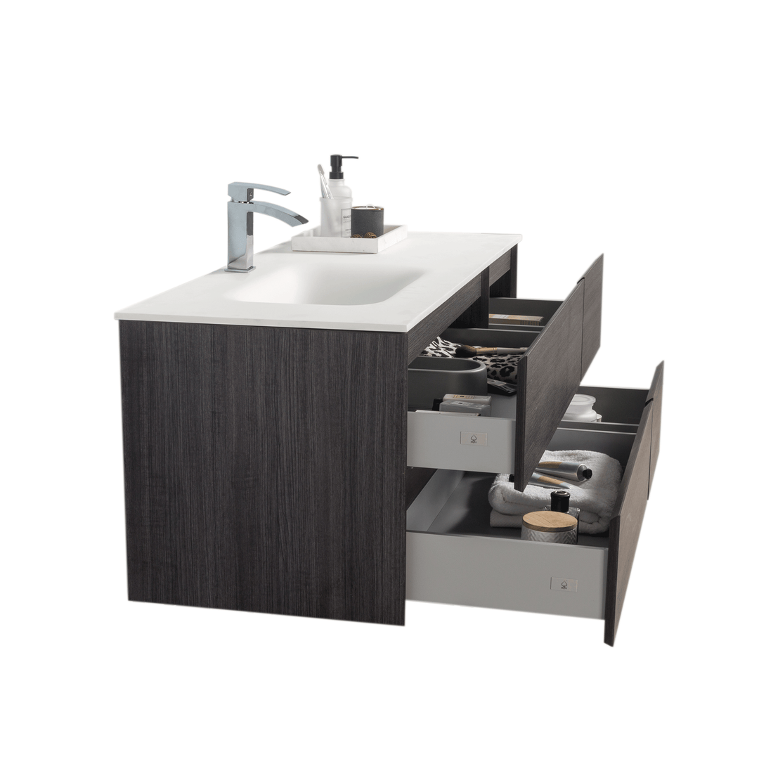 BAI 0828 Wall Hung 52-inch Bathroom Vanity in Graphite Wood Finish