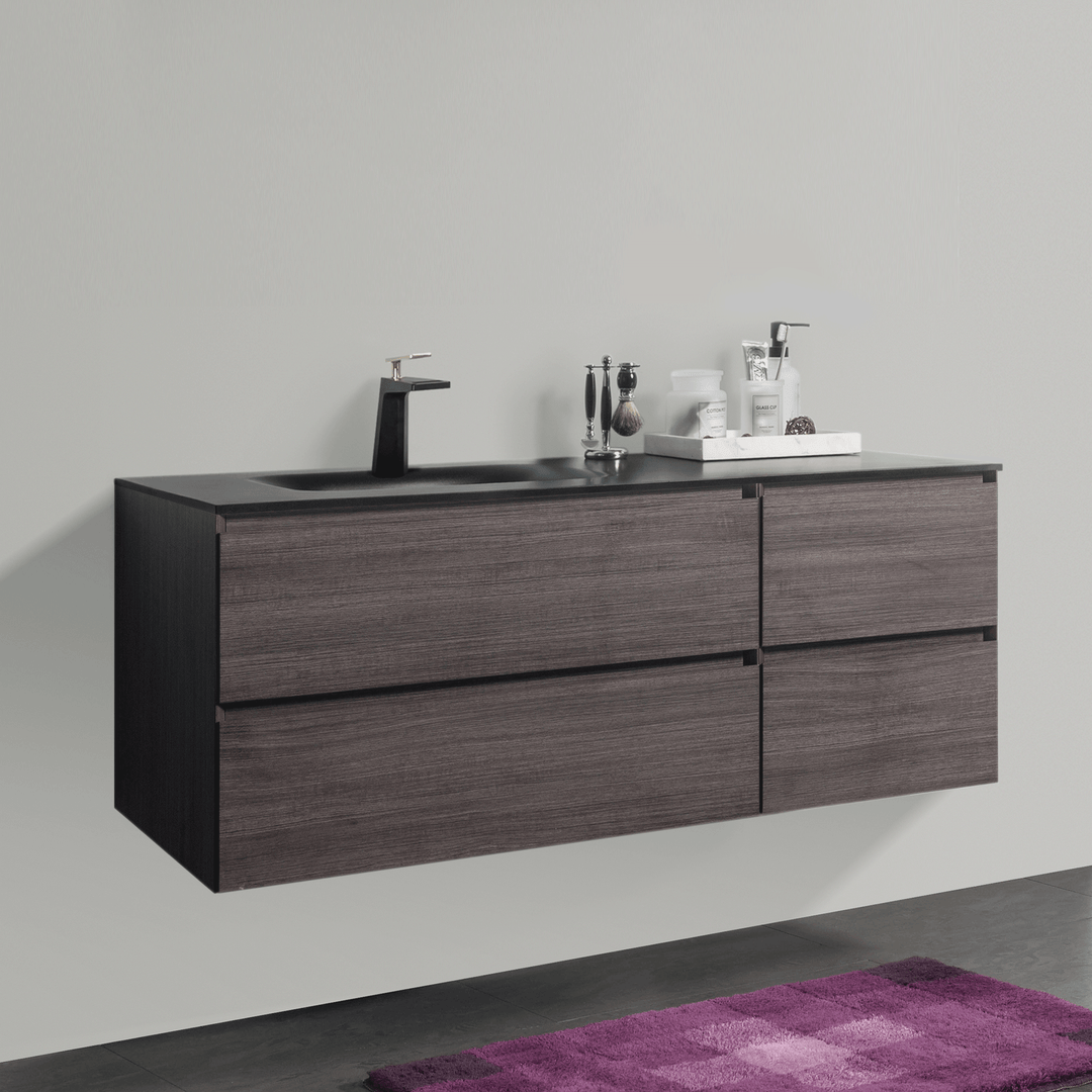 BAI 0829 Wall Hung 52-inch Bathroom Vanity in Graphite Wood Finish