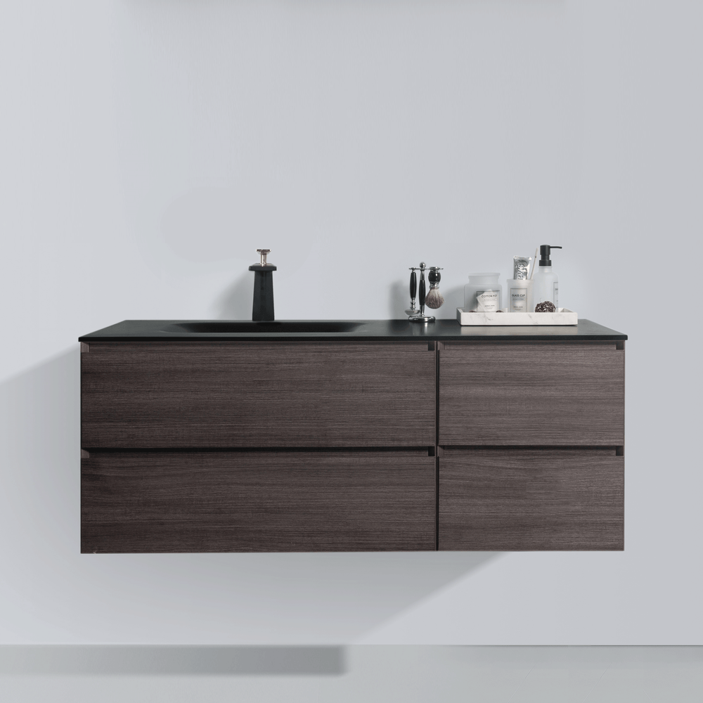 BAI 0829 Wall Hung 52-inch Bathroom Vanity in Graphite Wood Finish