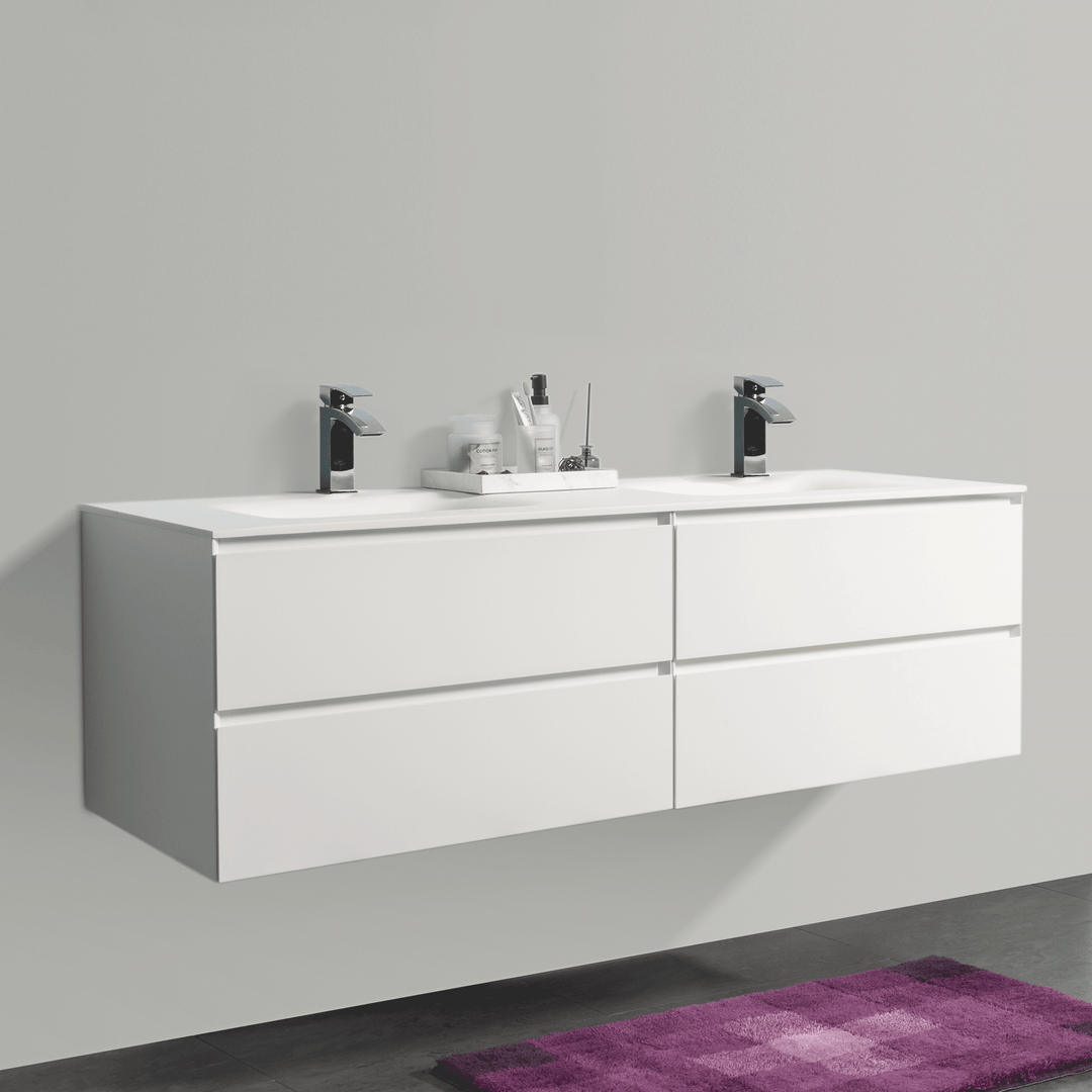 BAI 0830 Wall Hung 68-inch Bathroom Vanity in Matte White Finish