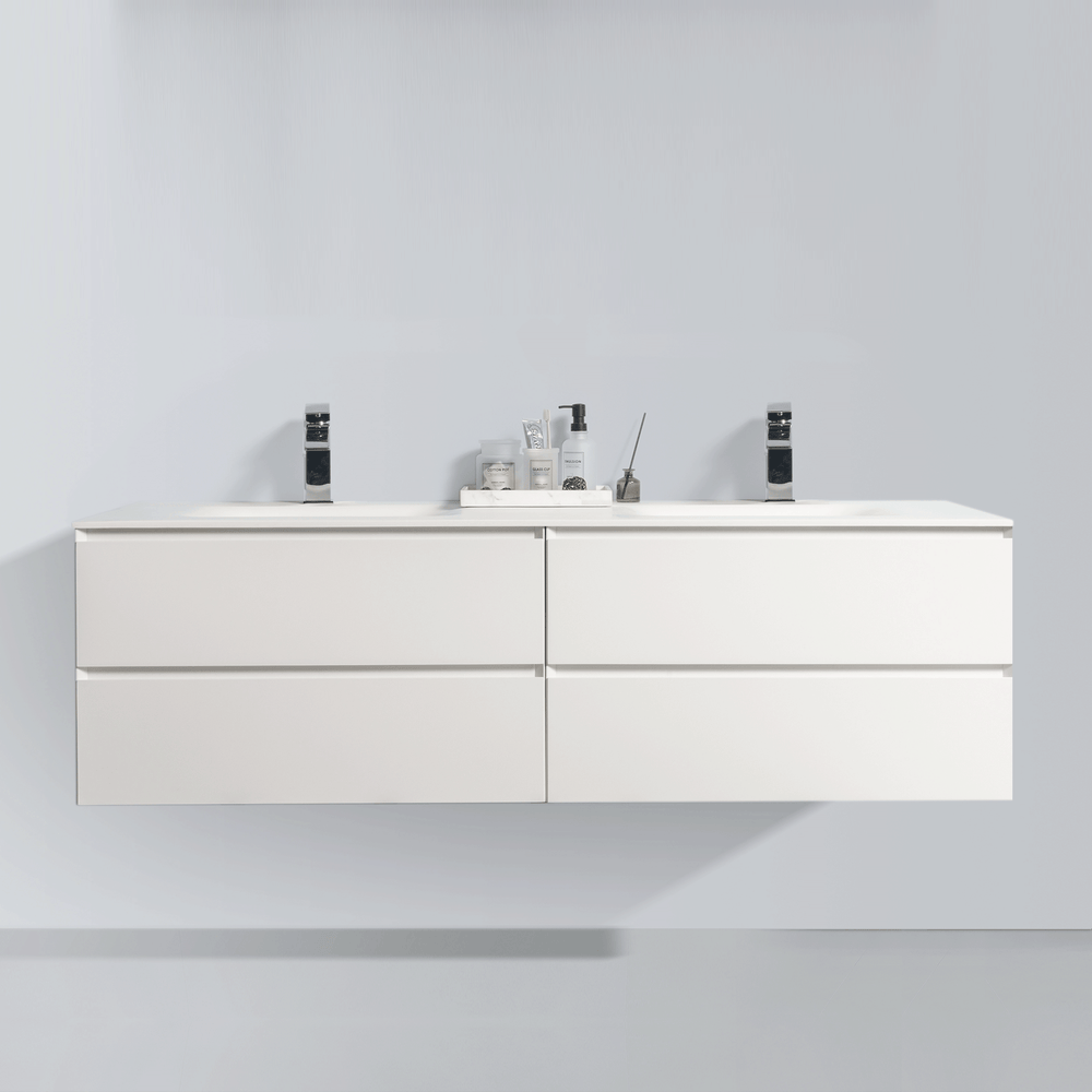 BAI 0830 Wall Hung 68-inch Bathroom Vanity in Matte White Finish