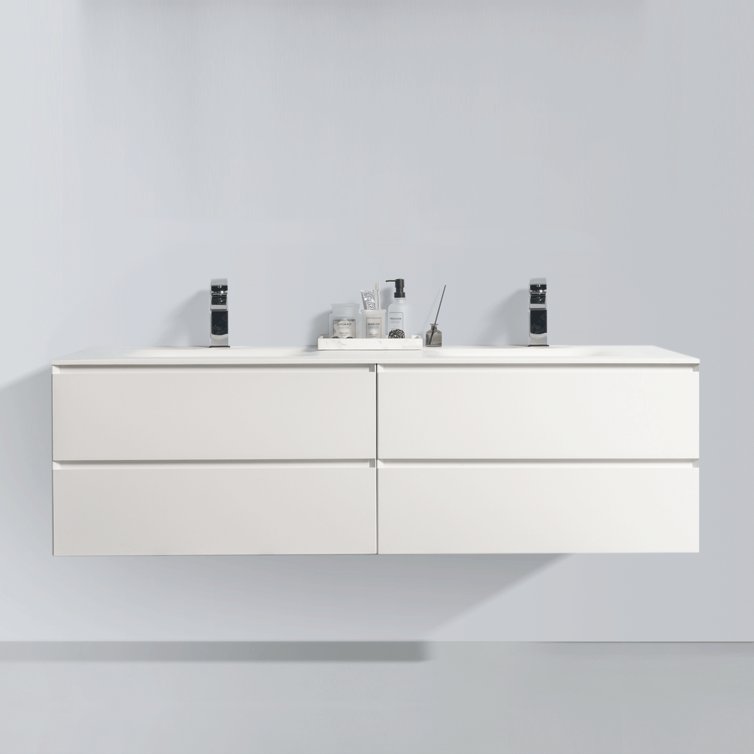 BAI 0830 Wall Hung 68-inch Bathroom Vanity in Matte White Finish