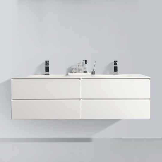 BAI 0830 Wall Hung 68-inch Bathroom Vanity in Matte White Finish
