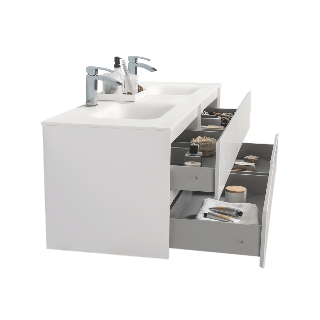 BAI 0830 Wall Hung 68-inch Bathroom Vanity in Matte White Finish