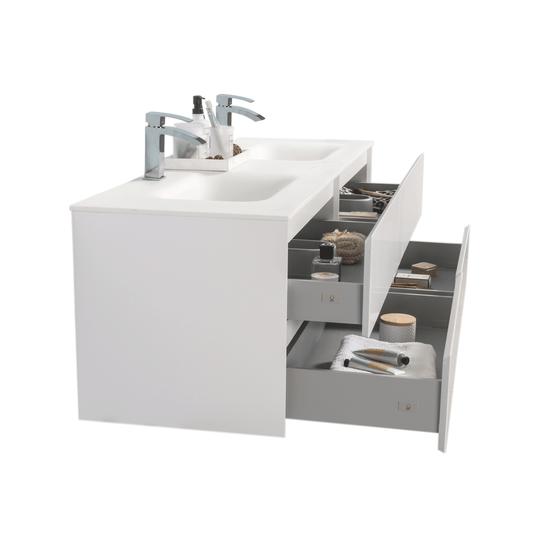 BAI 0830 Wall Hung 68-inch Bathroom Vanity in Matte White Finish