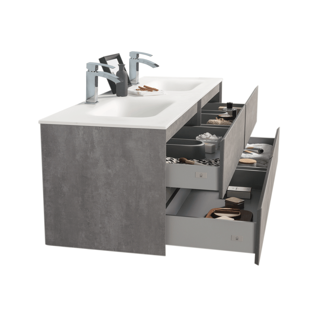 BAI 0832 Wall Hung 68-inch Bathroom Vanity in Stone Gray Finish