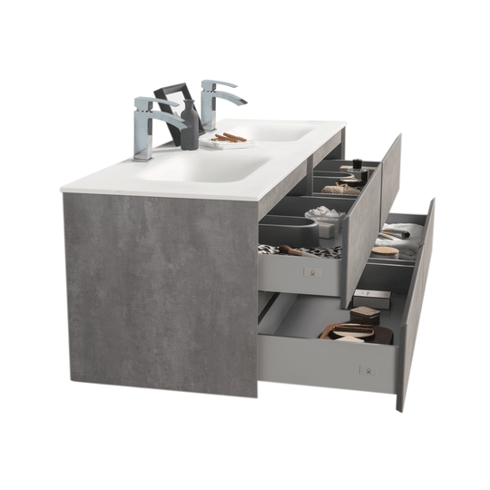 BAI 0832 Wall Hung 68-inch Bathroom Vanity in Stone Gray Finish