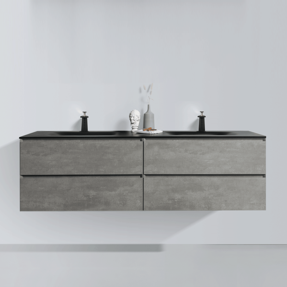 BAI 0833 Wall Hung 68-inch Bathroom Vanity in Stone Gray Finish