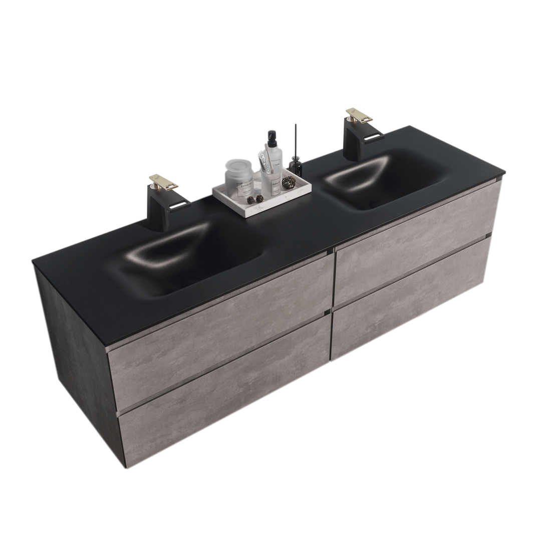 BAI 0833 Wall Hung 68-inch Bathroom Vanity in Stone Gray Finish