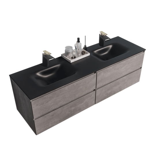 BAI 0833 Wall Hung 68-inch Bathroom Vanity in Stone Gray Finish