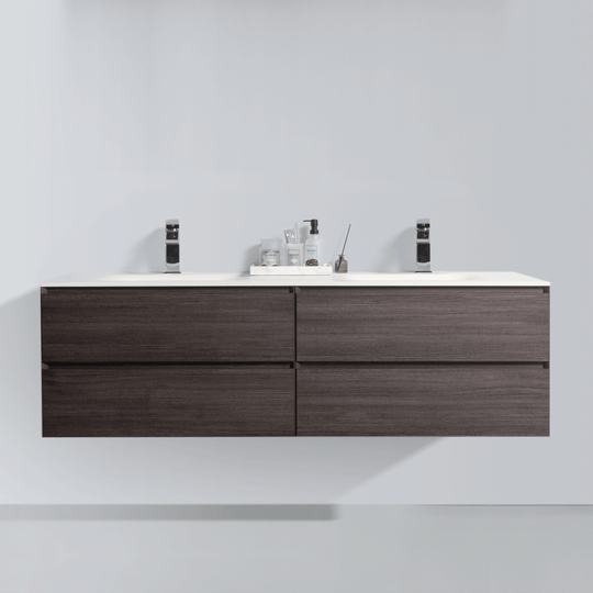 BAI 0834 Wall Hung 68-inch Bathroom Vanity in Graphite Wood Finish