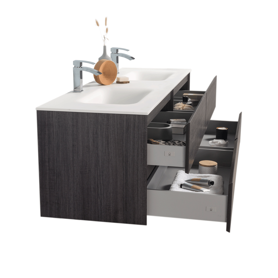 BAI 0834 Wall Hung 68-inch Bathroom Vanity in Graphite Wood Finish