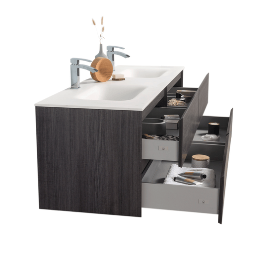 BAI 0834 Wall Hung 68-inch Bathroom Vanity in Graphite Wood Finish