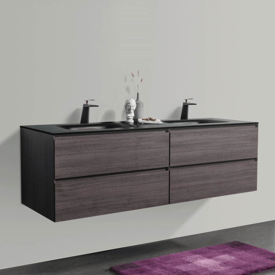 BAI 0835 Wall Hung 68-inch Bathroom Vanity in Graphite Wood Finish