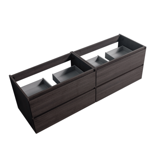 BAI 0835 Wall Hung 68-inch Bathroom Vanity in Graphite Wood Finish