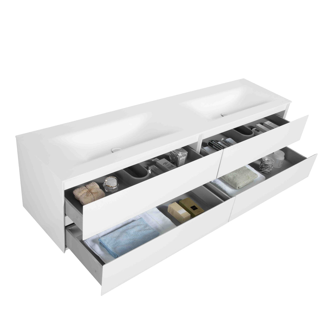 BAI 0837 Wall Hung 84-inch Bathroom Vanity in Matte White Finish