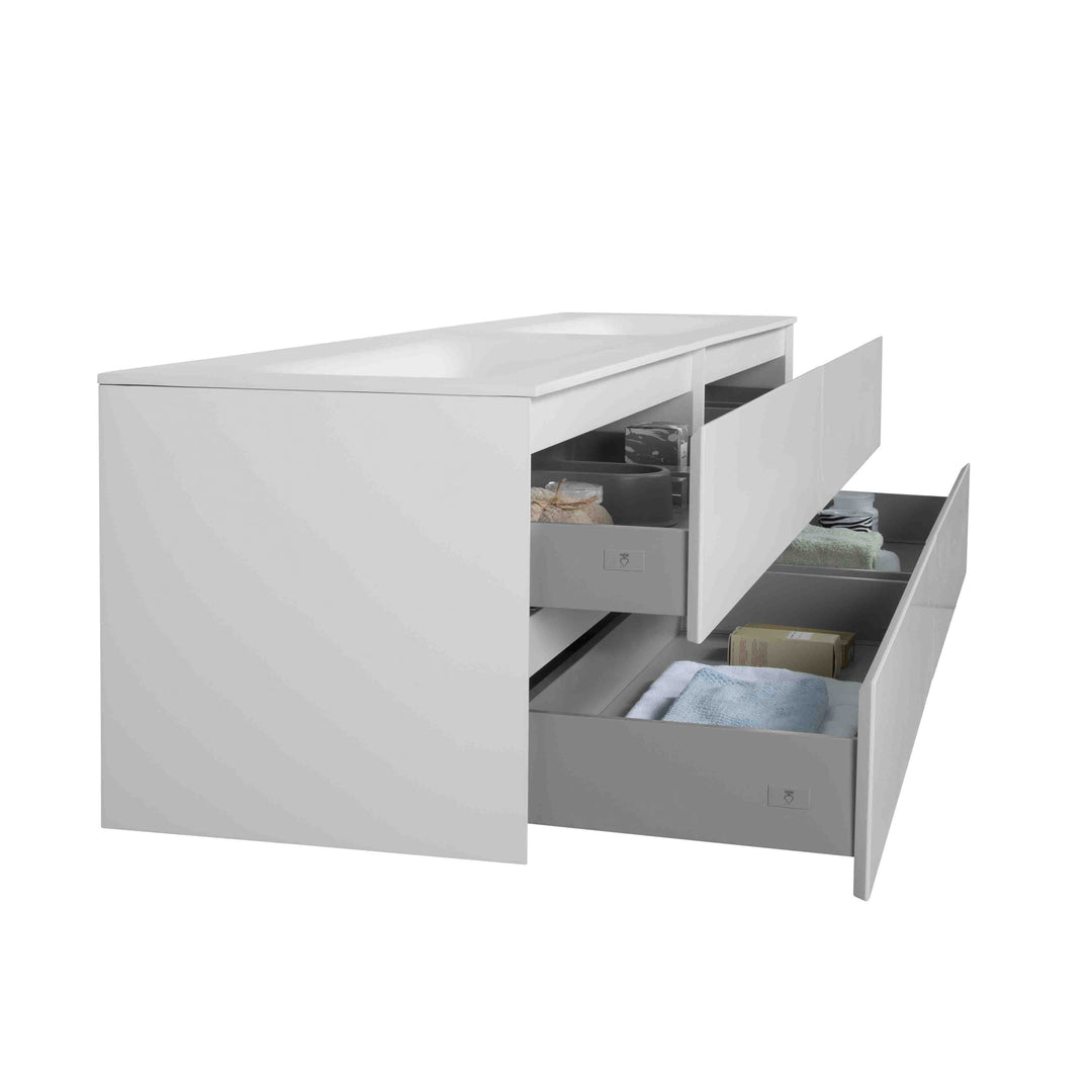 BAI 0837 Wall Hung 84-inch Bathroom Vanity in Matte White Finish