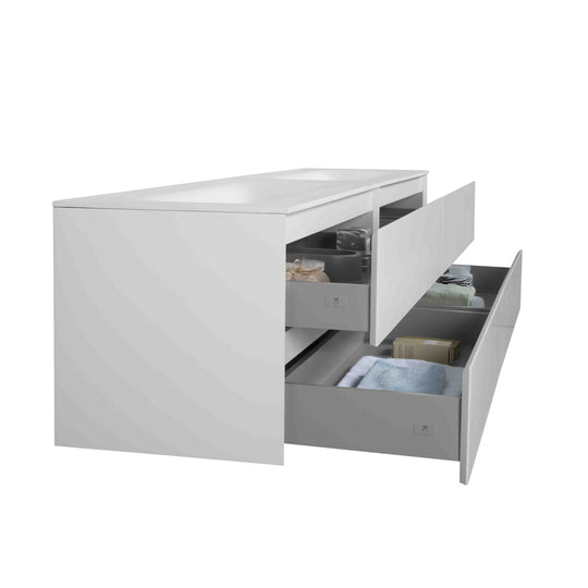 BAI 0837 Wall Hung 84-inch Bathroom Vanity in Matte White Finish