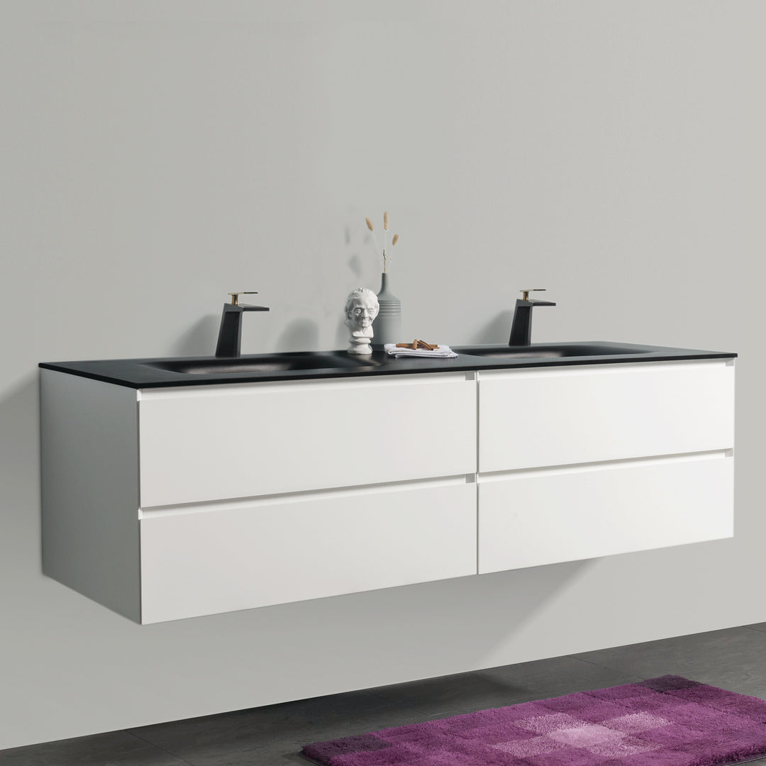 BAI 0838 Wall Hung 84-inch Bathroom Vanity in Matte White Finish