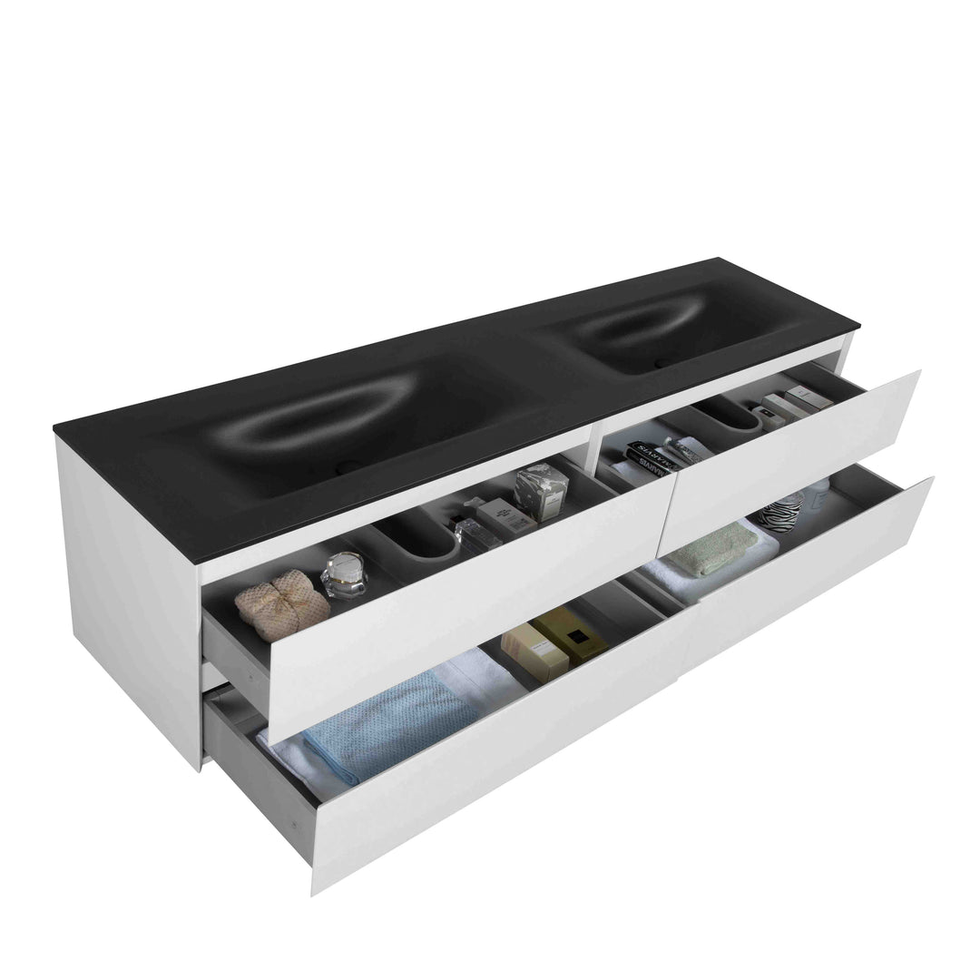 BAI 0838 Wall Hung 84-inch Bathroom Vanity in Matte White Finish