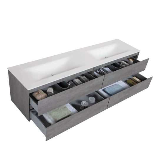 BAI 0839 Wall Hung 84-inch Bathroom Vanity in Stone Gray Finish