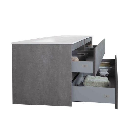 BAI 0839 Wall Hung 84-inch Bathroom Vanity in Stone Gray Finish