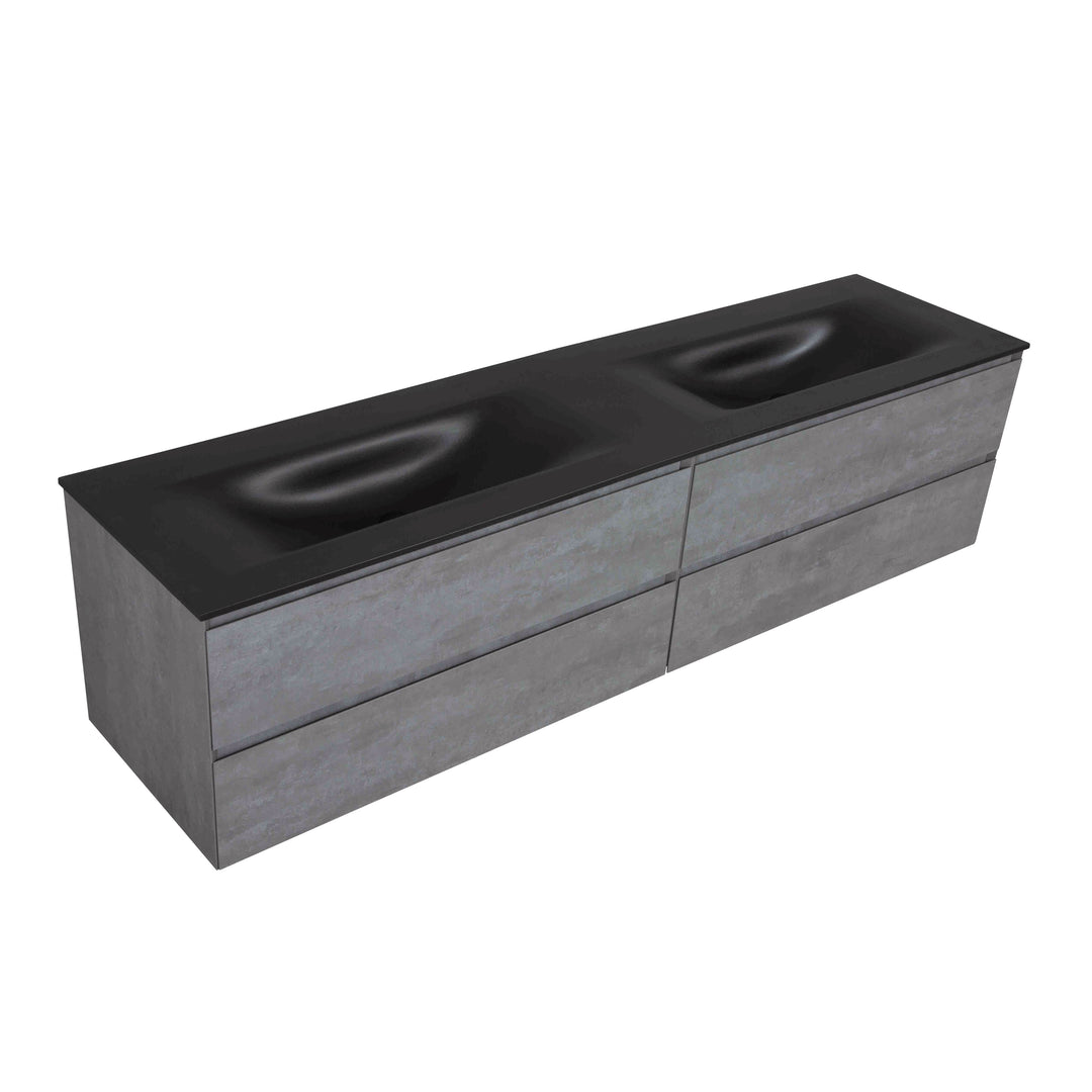 BAI 0840 Wall Hung 84-inch Bathroom Vanity in Stone Gray Finish