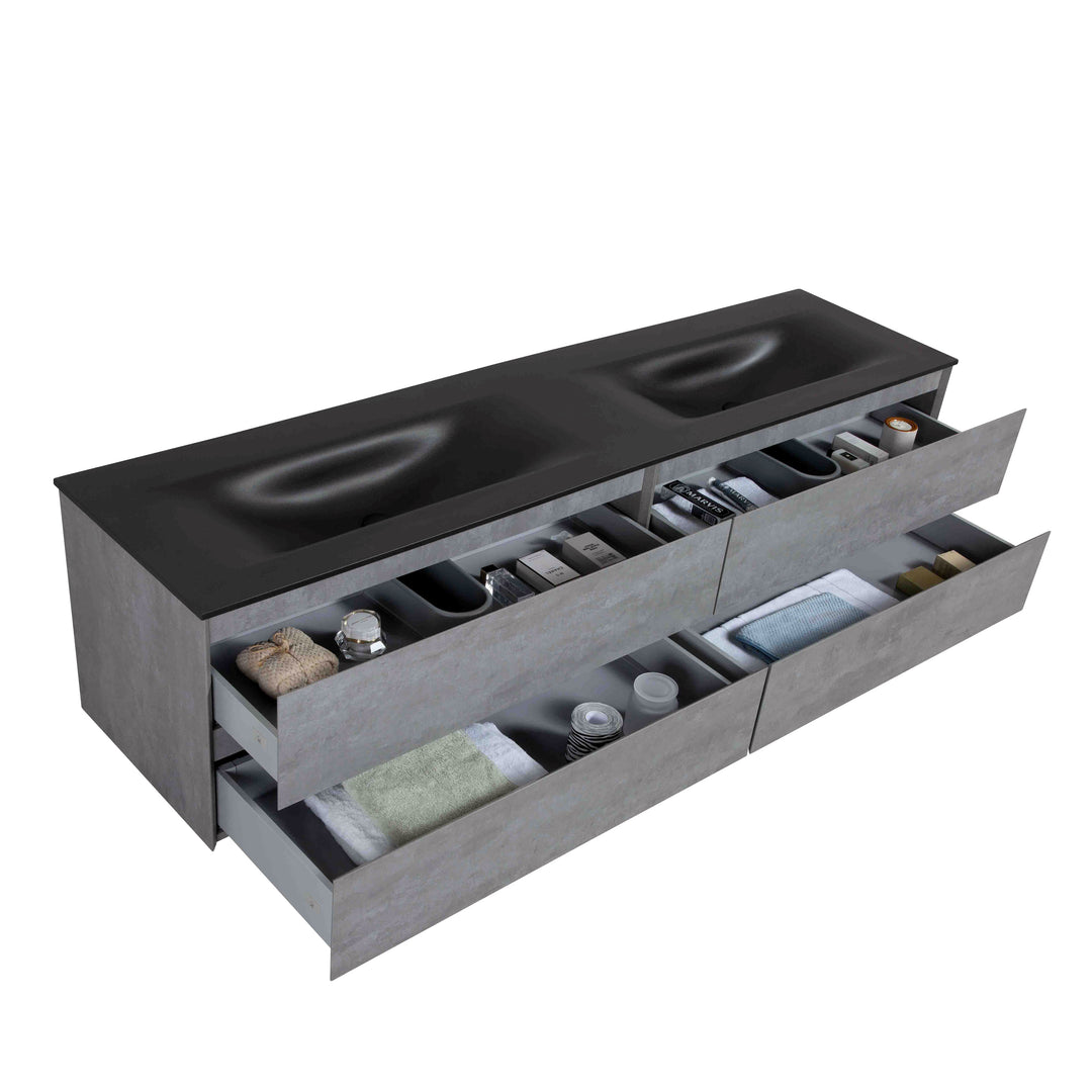 BAI 0840 Wall Hung 84-inch Bathroom Vanity in Stone Gray Finish