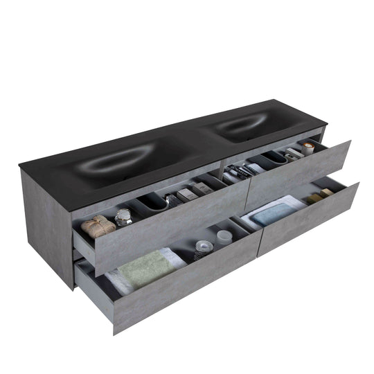 BAI 0840 Wall Hung 84-inch Bathroom Vanity in Stone Gray Finish