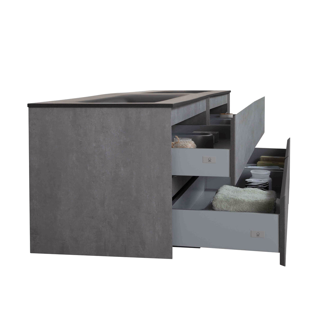 BAI 0840 Wall Hung 84-inch Bathroom Vanity in Stone Gray Finish