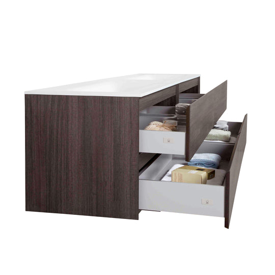 BAI 0841 Wall Hung 84-inch Bathroom Vanity in Graphite Wood Finish