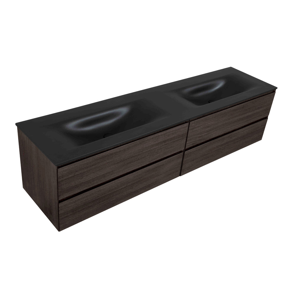 BAI 0842 Wall Hung 84-inch Bathroom Vanity in Graphite Wood Finish