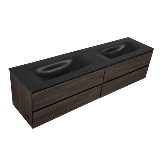 BAI 0842 Wall Hung 84-inch Bathroom Vanity in Graphite Wood Finish