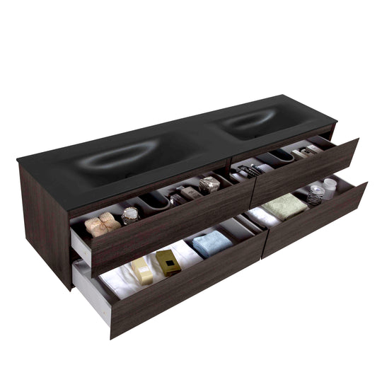 BAI 0842 Wall Hung 84-inch Bathroom Vanity in Graphite Wood Finish