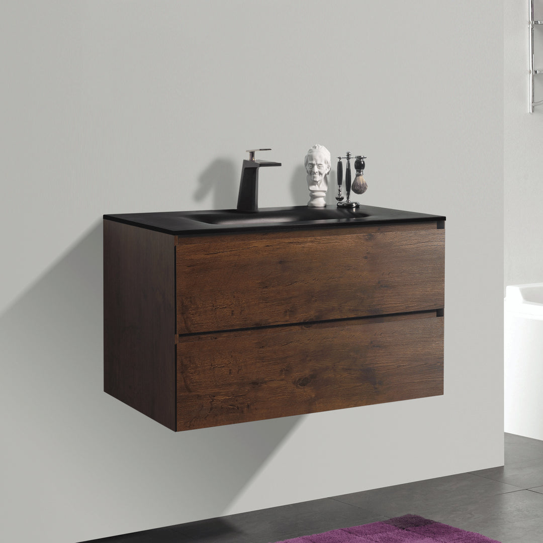 BAI 0846 Wall Hung 34-inch Bathroom Vanity in Rose Wood Finish