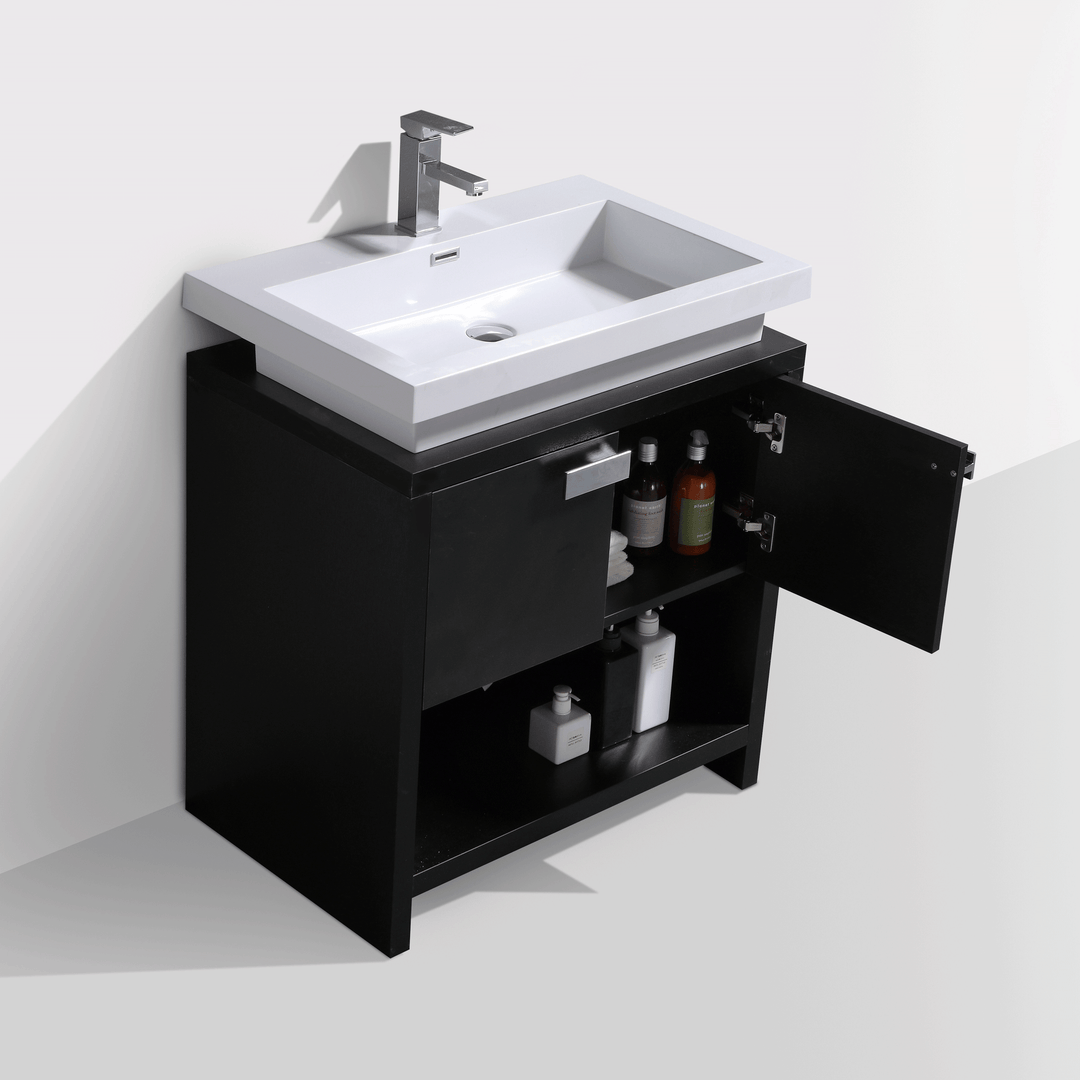 BAI 0857 Floor Standing 30-inch Bathroom Vanity Cabinet in Black Finish