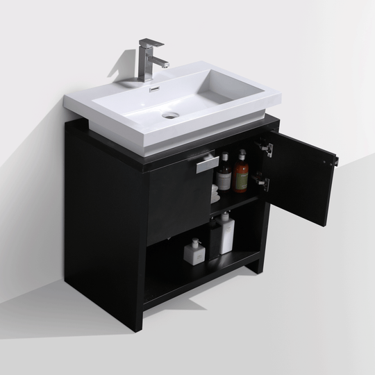 BAI 0857 Floor Standing 30-inch Bathroom Vanity Cabinet in Black Finish